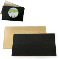 Base Rígida Rectangular Negra y Oro 20 x 30 cm