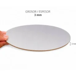 Base Rígida Redonda Plata Mate 25 cm x 3 mm