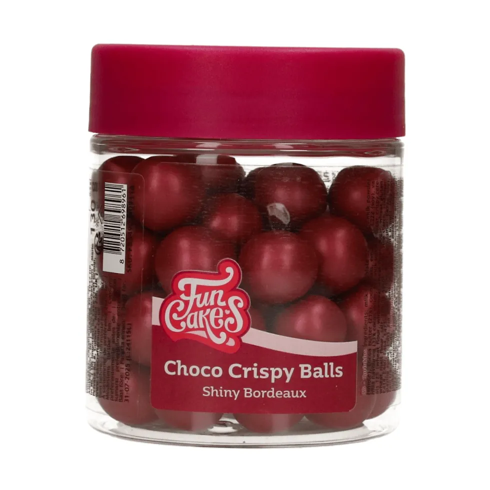 Bolas Crujientes de Chocolate Burdeos Brillante 130 gr - Funcakes