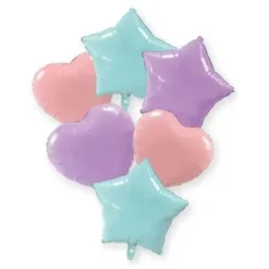 Bouquet de Globos Pastel 46 cm (6 uds) + Cinta y Peso