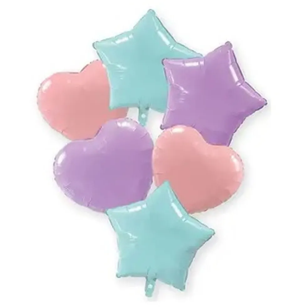 Bouquet de Globos Pastel 46 cm (6 uds) + Cinta y Peso