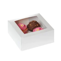 Caja Alta para 4 Cupcakes Blanca - Azucren