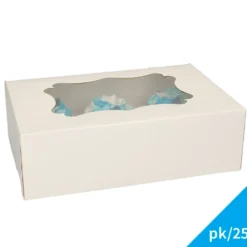 Caja para 6 Cupcakes Blanca con Ventana 25 ud - Funcakes