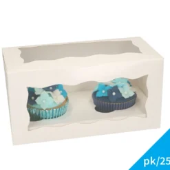 Caja para 2 Cupcakes Blanca con Ventana 25 ud - Funcakes