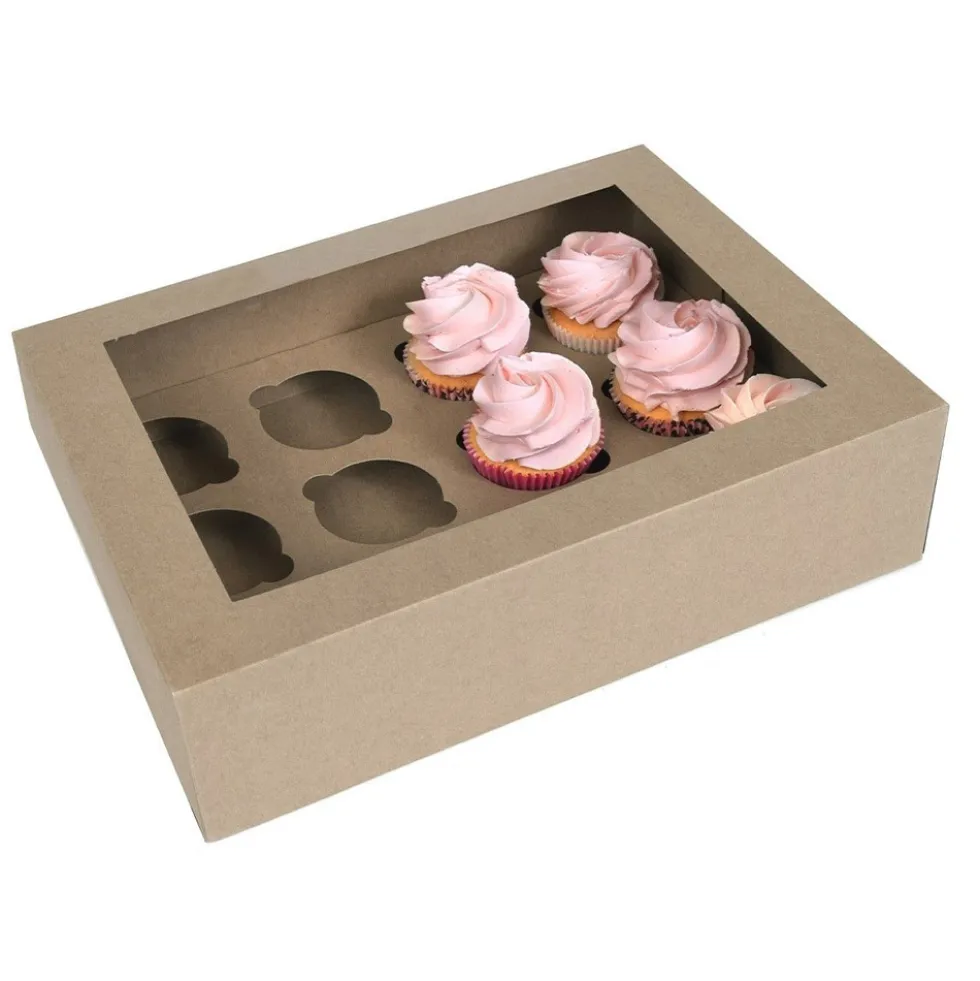 Caja para 12 Cupcakes Kraft 2 ud