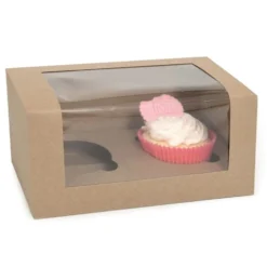 Caja para 2 Cupcakes Kraft 3 Ud