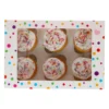 Caja para 6 Cupcakes o 12 Mini Cupcakes con Ventana Confetti 3 ud