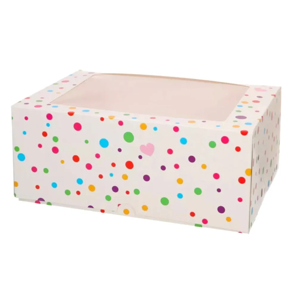 Caja para 6 Cupcakes o 12 Mini Cupcakes con Ventana Confetti 3 ud