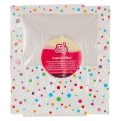 Caja para 6 Cupcakes o 12 Mini Cupcakes con Ventana Confetti 3 ud