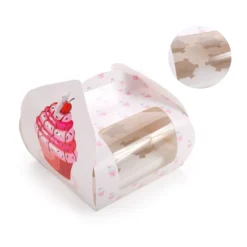 Caja para 4 Cupcakes Rosa con Ventana - Helsinki