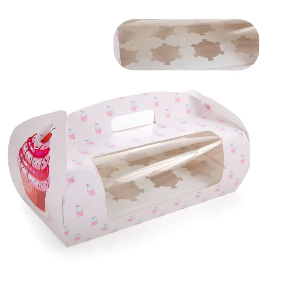 Caja para 8 Cupcakes Rosa con Ventana - Helsinki