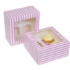 Caja para 4 cupcakes rosa y blanca 2 Unidades