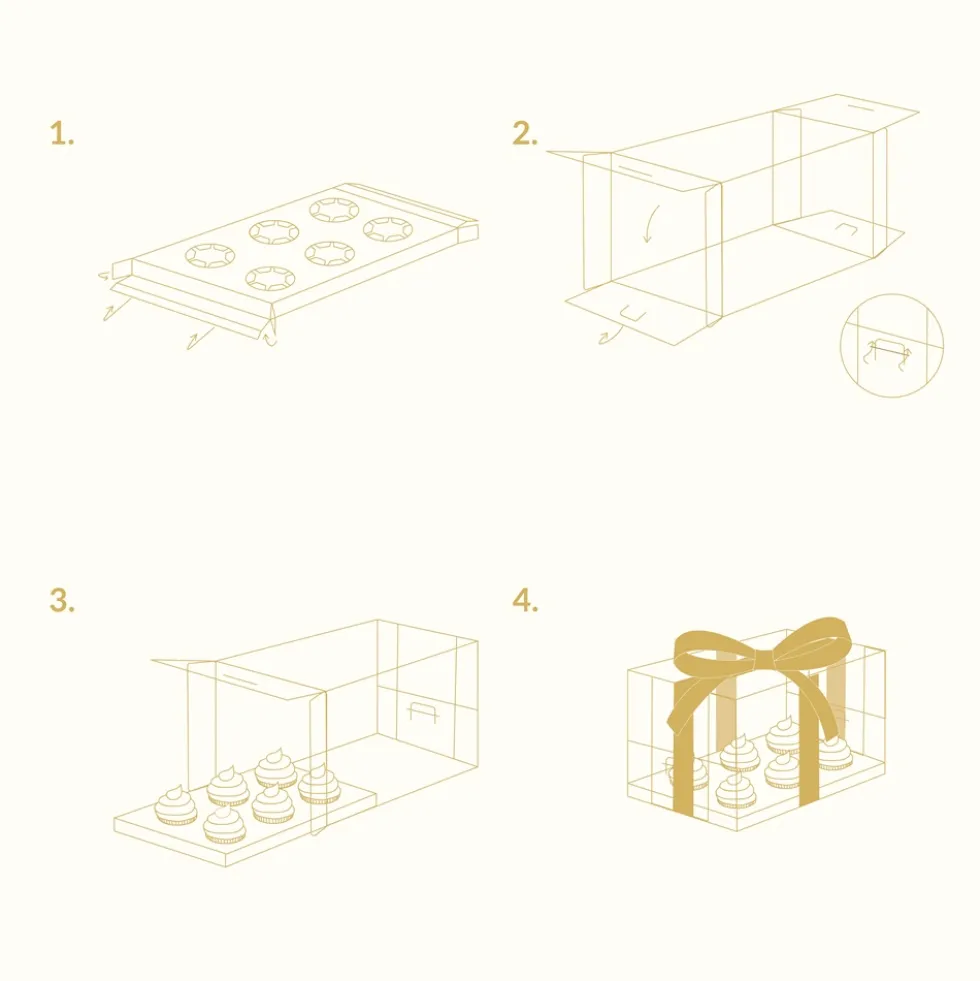 Caja para 6 Cupcakes Transparente con Lazo - PME