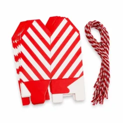Caja para Dulces Rayas Rojas y Blancas con Cinta