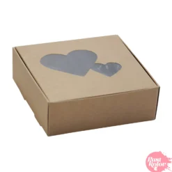 Caja para Galleta Kraft con Ventana Corazones 10 cm