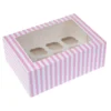 Caja para 12 Mini Cupcakes Rosa y Blanca 2 Ud