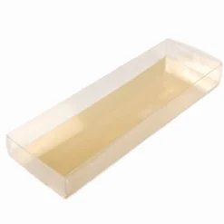 Caja para Turrón Transparente con base Dorada 20 cm