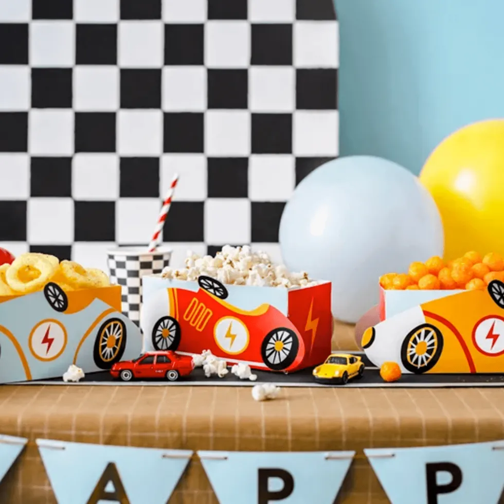Cajas de Papel para Snacks Coches 3 ud - Partydeco