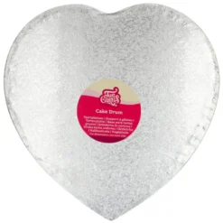 Cake drum corazón plateado 33 cm - Funcakes