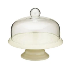 Cake Stand de Cerámica con Tapa de Vidrio