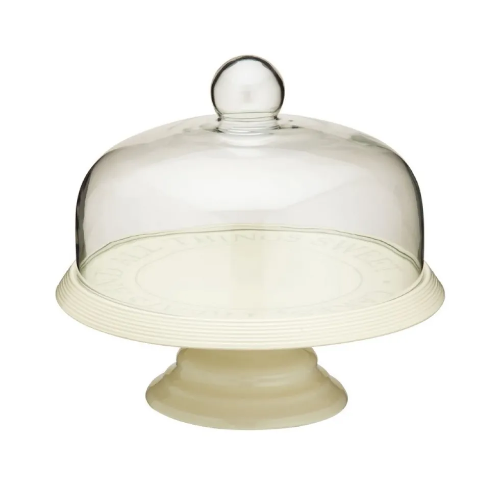 Cake Stand de Cerámica con Tapa de Vidrio