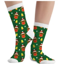 Calcetines Navideños Adulto – Reno y Campanas