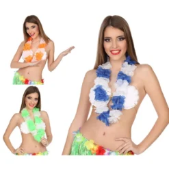 Collar Hawaiano Naranja y Blanco