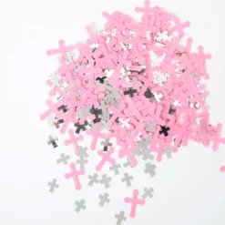 Confetti Cruces Rosas y Plateadas