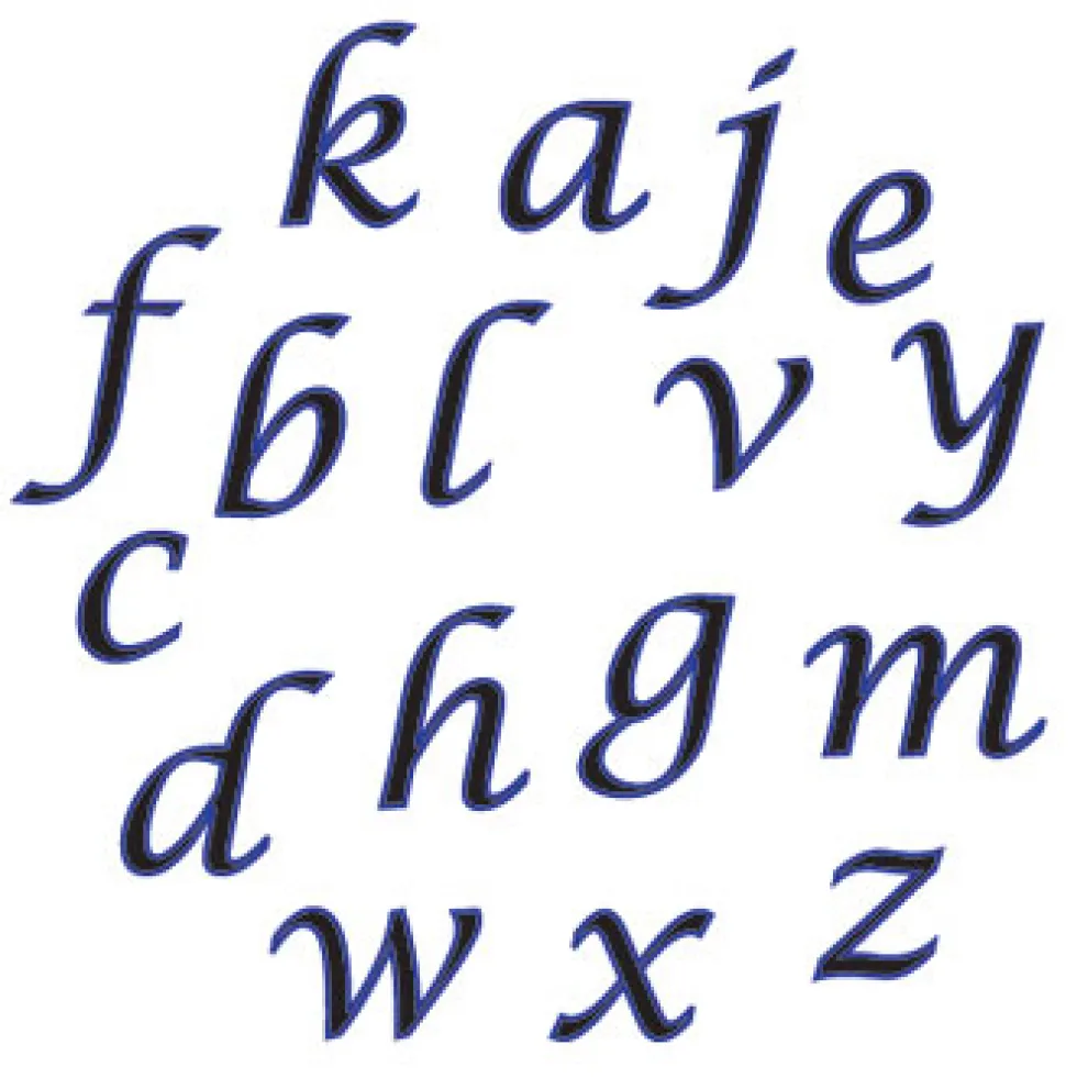 Cortador de Letras Minúsculas cursiva