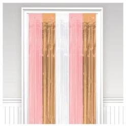 Cortina para Puerta Rosa, Oro y Blanca