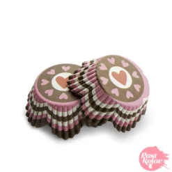 Cápsulas Cupcake Corazones Marrones - 48 Unidades