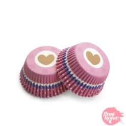 Cápsulas Cupcake Corazones Fucsias - 50 Unidades