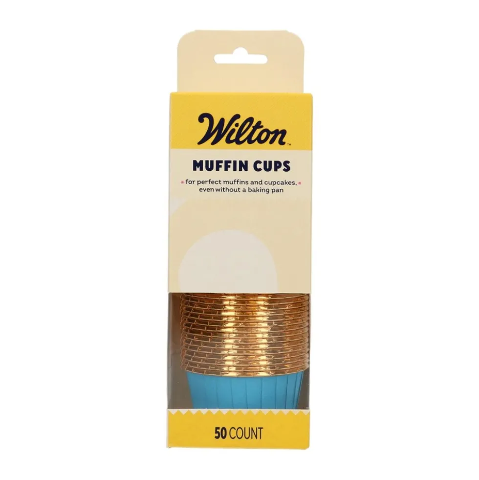 Cápsulas Cupcakes Azul con Borde Dorado - 50 uds