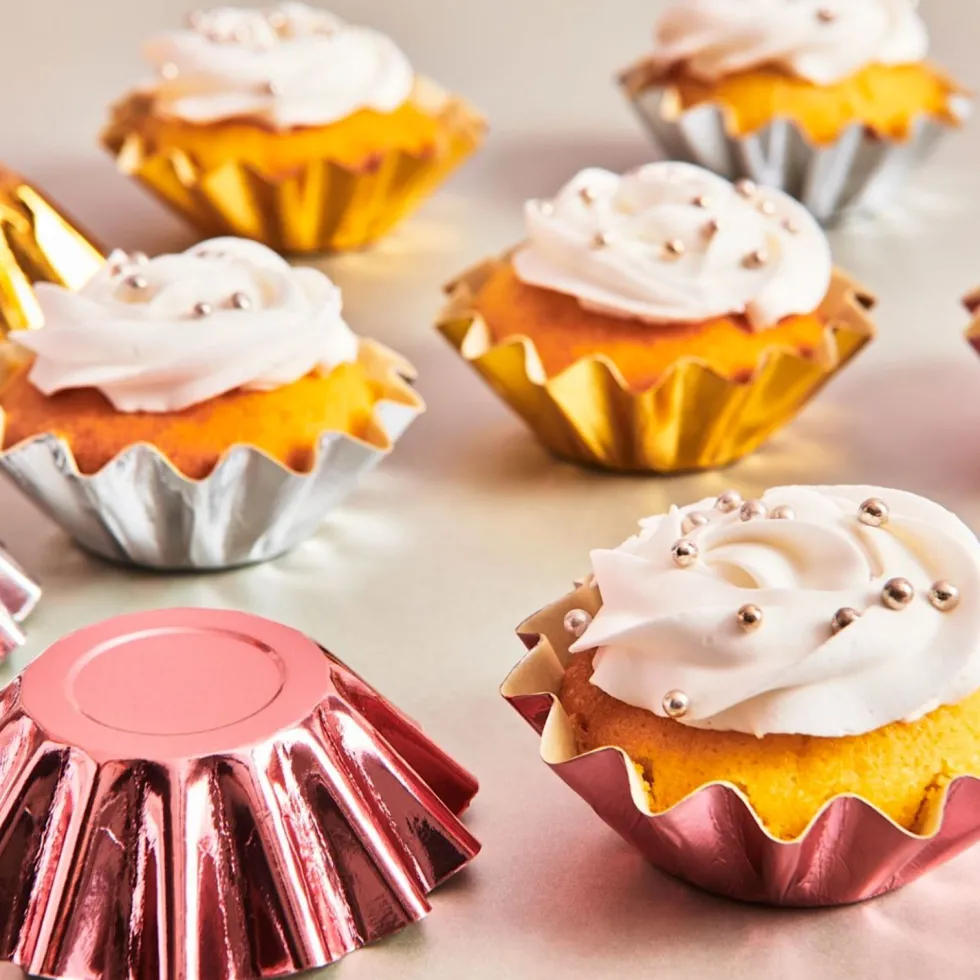 Cápsulas Cupcakes Bloom Oro Rosado Metálico 48 ud - Funcakes