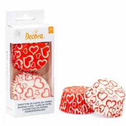 Cápsulas Cupcakes Corazones Rojos y Blancos 36 ud - Decora
