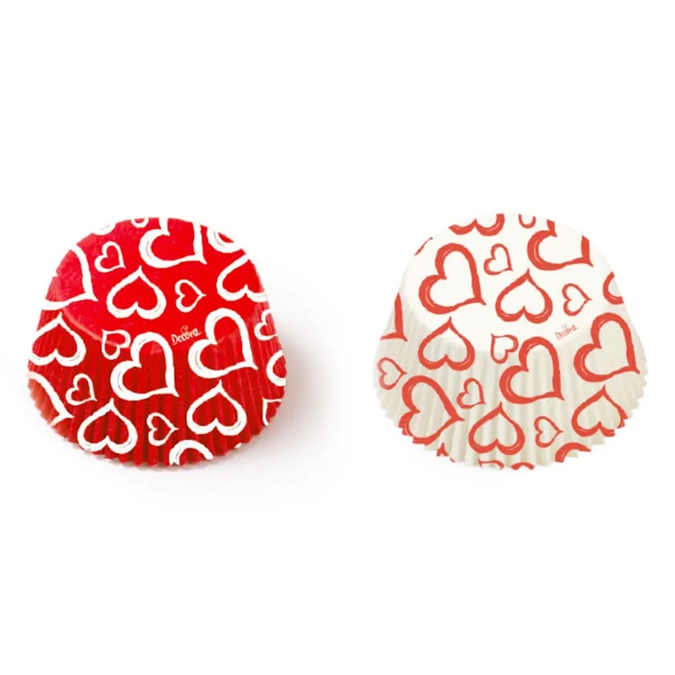 Cápsulas Cupcakes Corazones Rojos y Blancos 36 ud - Decora
