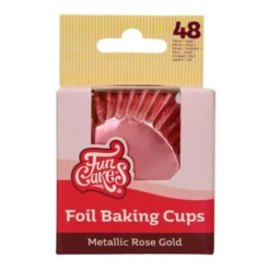 Cápsulas Cupcakes Papel Aluminio Oro Rosado Metálico 48 ud