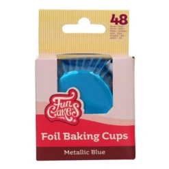 Cápsulas Cupcakes Papel Aluminio Azul Metálico 48 ud - Funcakes