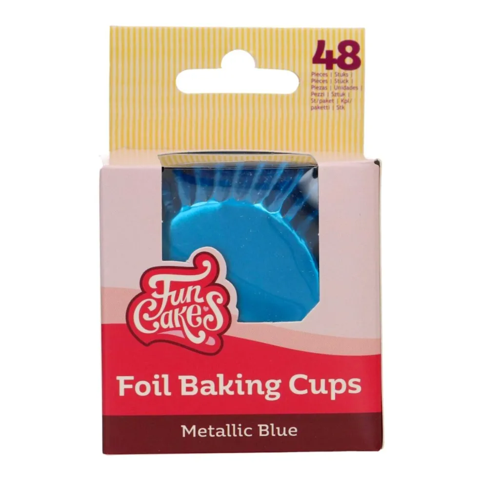 Cápsulas Cupcakes Papel Aluminio Azul Metálico 48 ud - Funcakes