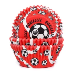 Cápsulas Cupcake Fútbol Rojas 50 ud - House of Marie