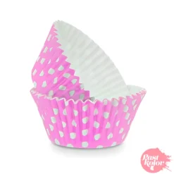 Cápsulas Cupcake Rosas con Lunares - 24 Ud