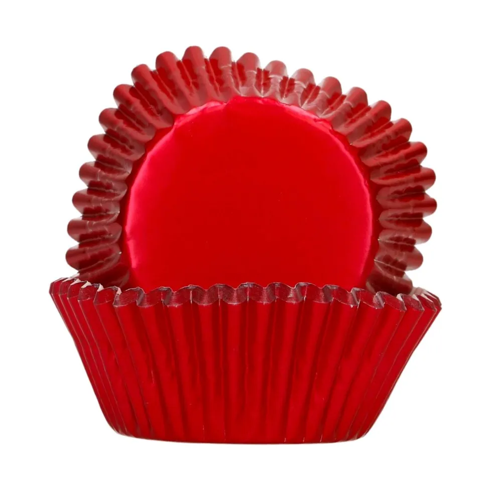 Cápsulas Cupcakes Papel Aluminio Rojo Metálico 48 ud - Funcakes