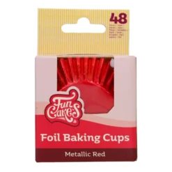Cápsulas Cupcakes Papel Aluminio Rojo Metálico 48 ud - Funcakes