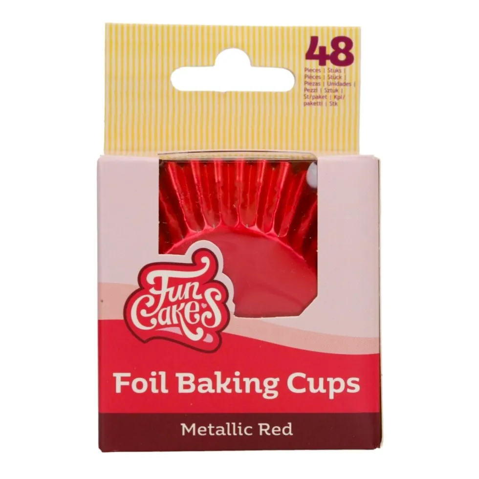 Cápsulas Cupcakes Papel Aluminio Rojo Metálico 48 ud - Funcakes