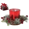 Decoración Navidad Portavela Cristal Rojo