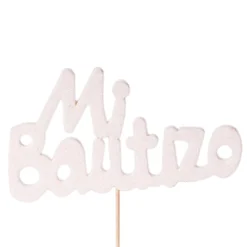 Decoración para Tartas Mi Bautizo Blanco