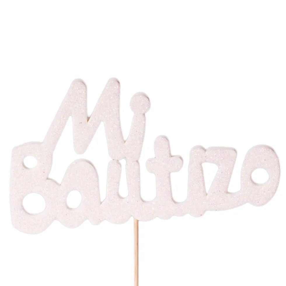 Decoración para Tartas Mi Bautizo Blanco