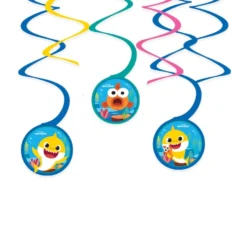 Decoración Colgante Espiral Baby Shark 6 ud