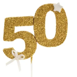 Decoración para tarta 50 años en color dorado