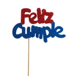 Decoración para tarta Feliz Cumple Rojo y Azul